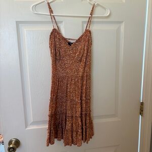 dusty pink floral spaghetti strap mini dress